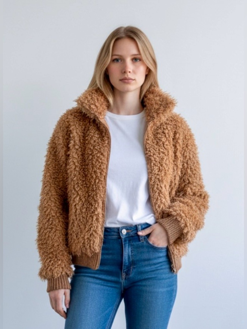 Wild Fable Sherpa Teddy Fuzzy Jacket Size M NWT